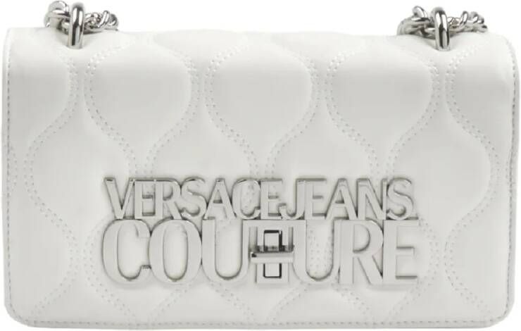 Versace Jeans Couture Witte Schoudertas met Zilveren Metalen Logo White Dames