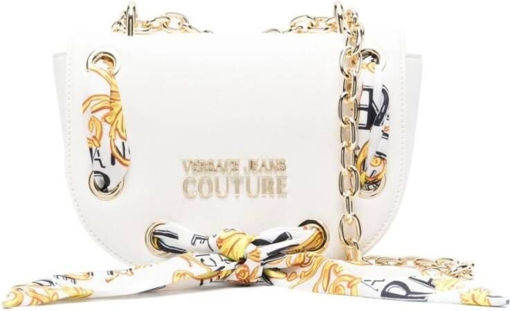 Versace Jeans Couture Witte Schoudertas met Sjaal Detail White Dames