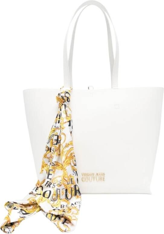 Versace Jeans Couture Saffiano Leren Handtas met Metalen Logo White Dames