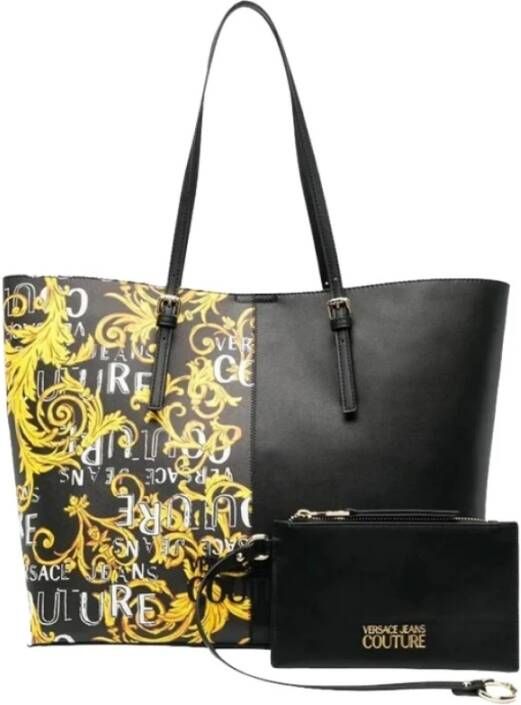 Versace Jeans Couture Zwarte Barokprint Schoudertas voor Vrouwen Black Dames