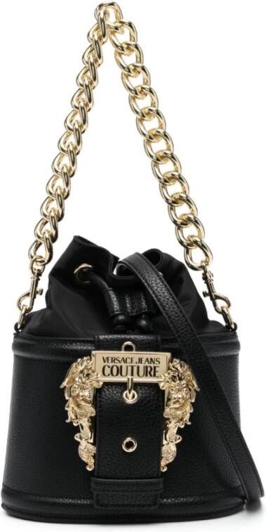 Versace Jeans Couture Zwarte tas met kettinghengsel en afneembare schouderband Black Dames