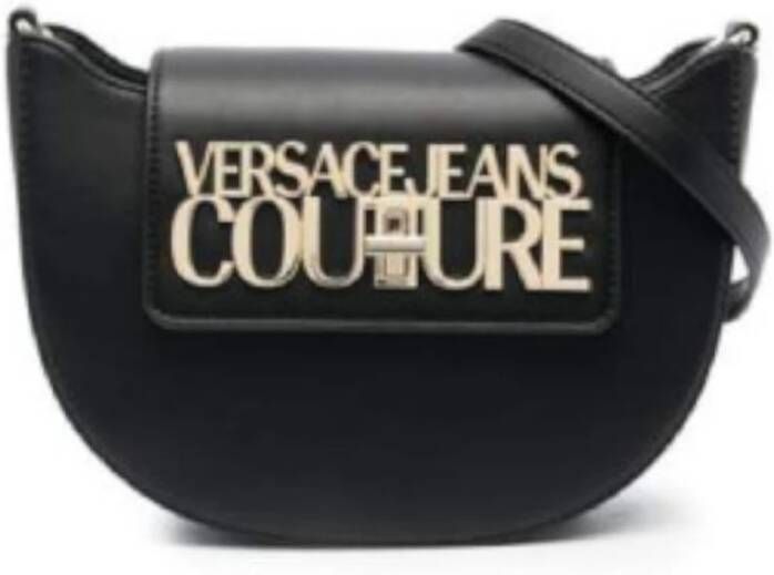 Versace Jeans Couture Zwarte Schoudertas met Gouden Logo Black Dames