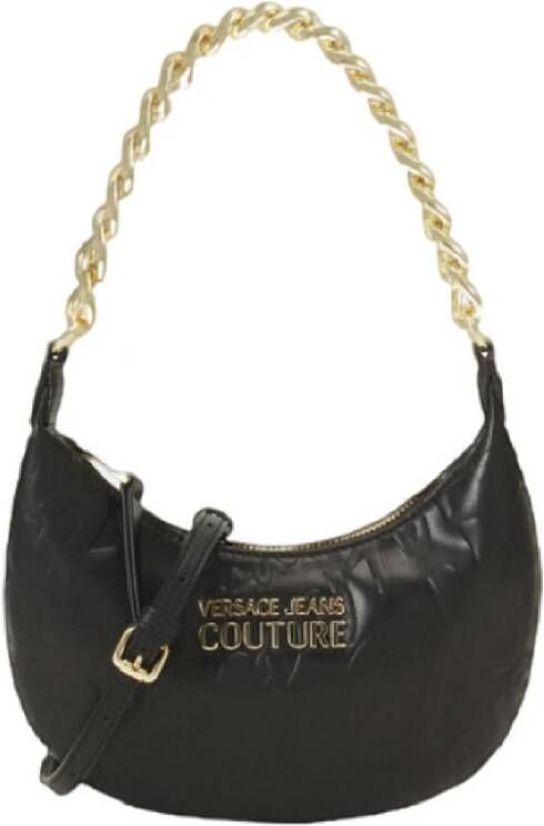 Versace Jeans Couture Kleine zwarte schoudertas met logo overal Black Dames