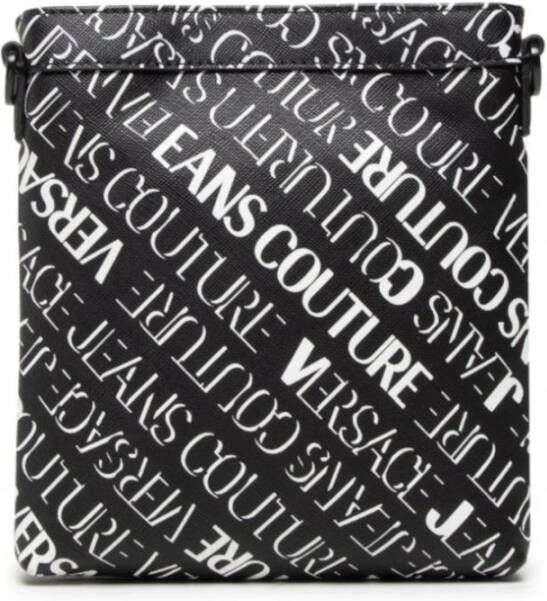 Versace Jeans Couture Zwarte Logo Lettering All Over Schoudertas Black Heren