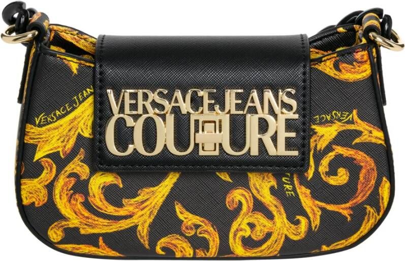 Versace Jeans Couture Zwarte Barokprint Schoudertas voor Dames Multicolor Dames