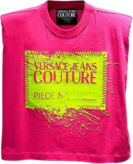 Versace Jeans Couture Fuchsia Mouwloze Top met Schoudervullingen Pink Dames