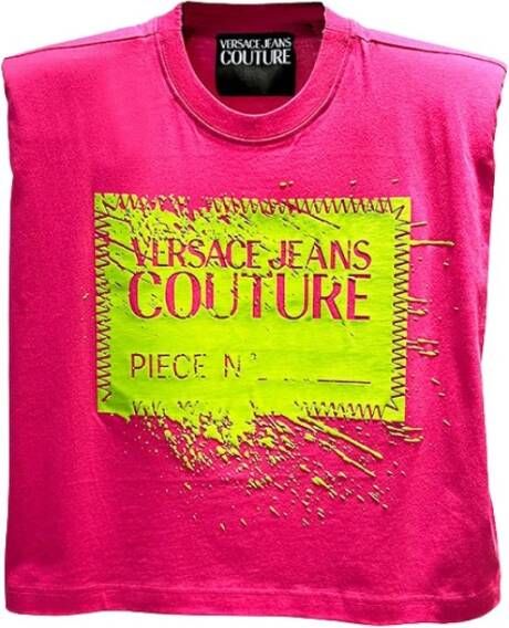 Versace Jeans Couture Fuchsia Mouwloze Top met Schoudervullingen Pink Dames