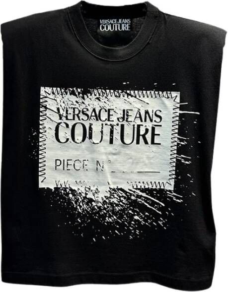Versace Jeans Couture Stijlvolle Zwarte Mouwloze Top Black Dames