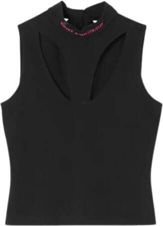 Versace Jeans Couture Zwarte Logo Top met Openingen Black Dames