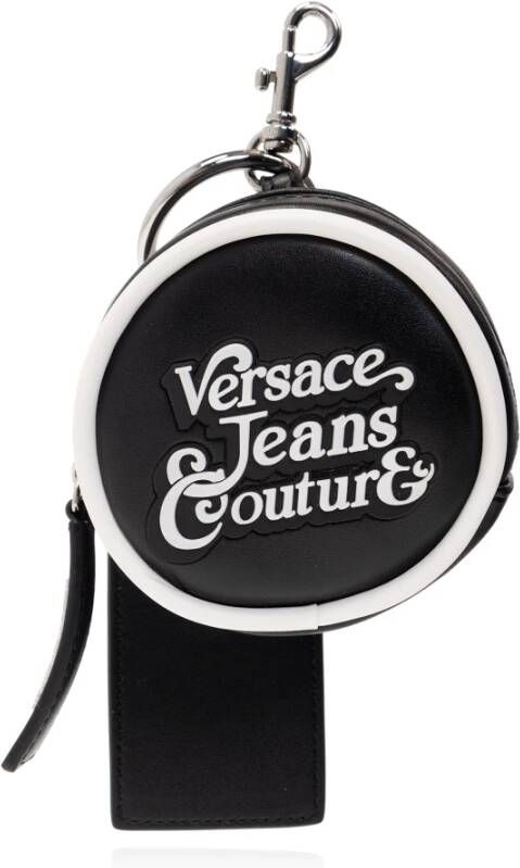 Versace Jeans Couture Zwarte Logo Lettering Sleutelhanger Black Dames