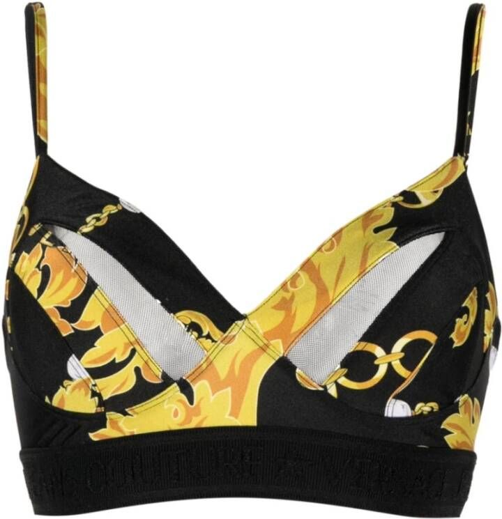 Versace Jeans Couture Zwarte Chain Couture Bralette Top Black Dames