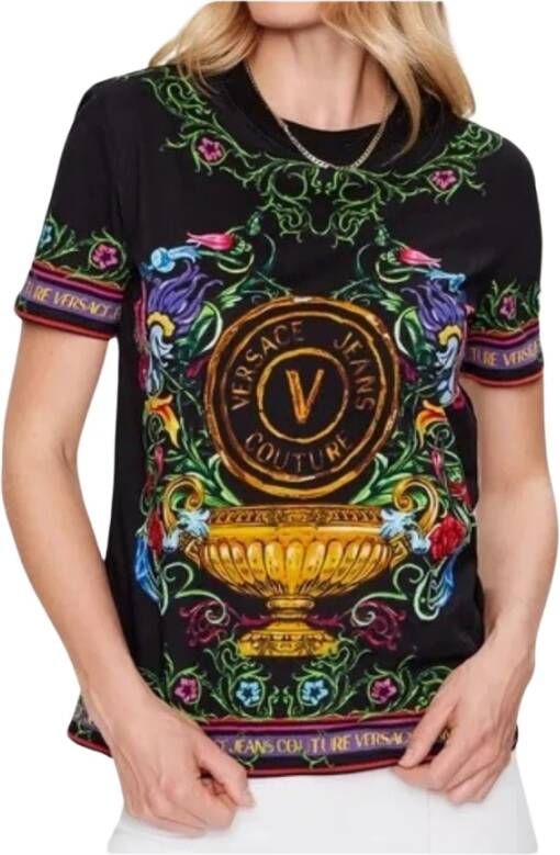 Versace Jeans Couture Stijlvol T-shirt van Zwart Dames