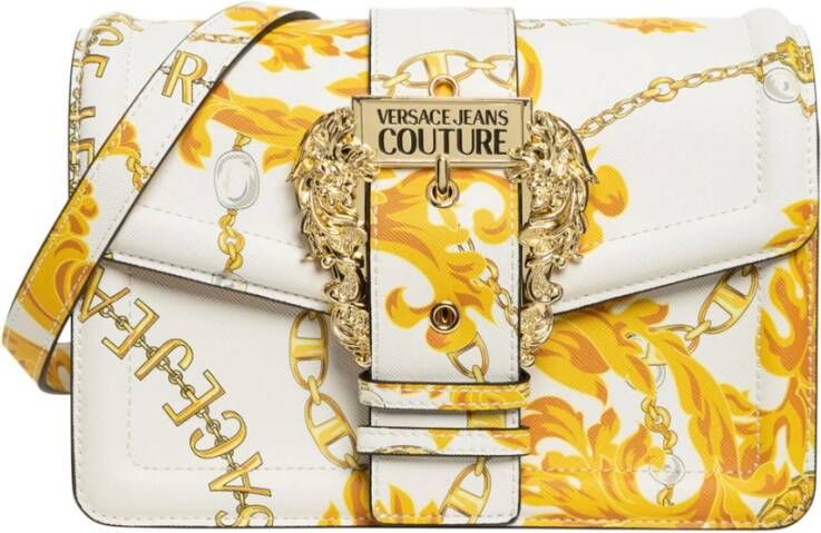 Versace Jeans Couture Witte Cross Body Tas met Fantasie Sluiting Multicolor Dames