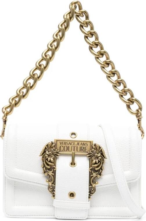 Versace Jeans Couture Witte Crossbody Tas met Afneembaar Gouden Ketting Detail White Dames