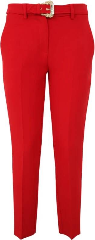 Versace Jeans Couture Straight LEG Trousers With Buckle Rood Dames
