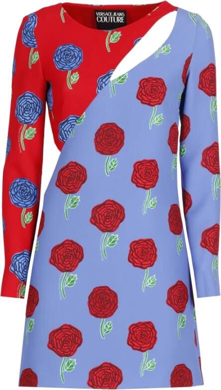 Versace Jeans Couture Pervinca Mini Jurk met Pop Roses Print Multicolor Dames