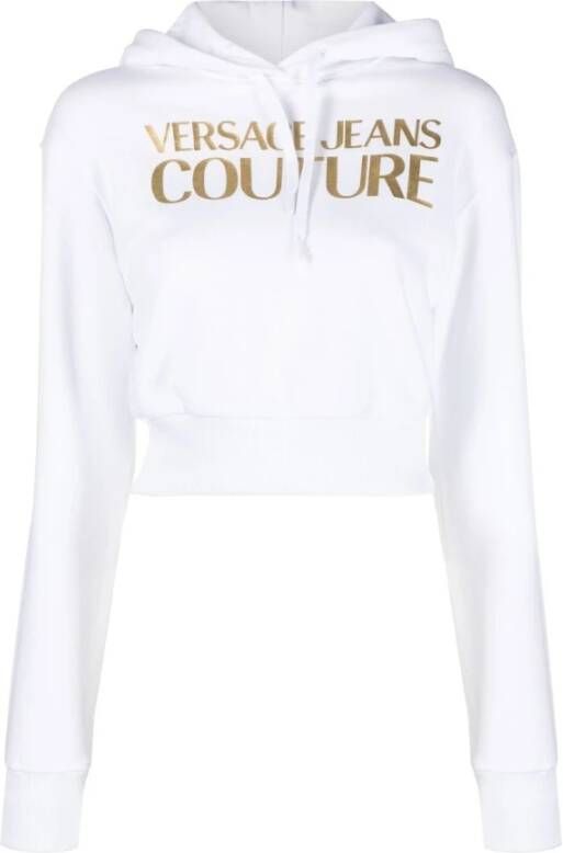 Versace Jeans Couture Witte Logo-Print Hoodie White Dames