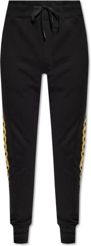 Versace Jeans Couture Sweatpants met ketting en elastische taille Black Heren