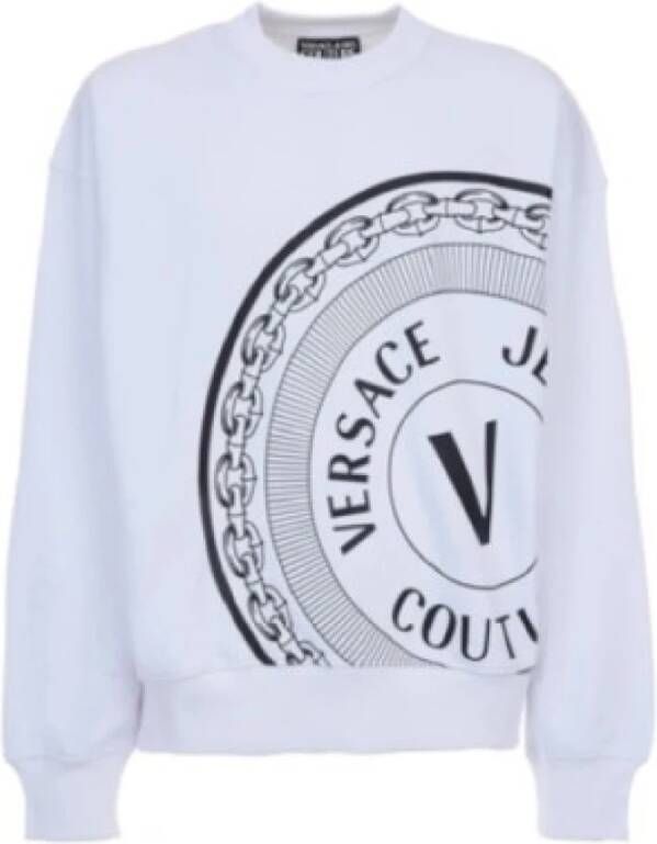 Versace Jeans Couture Witte Logo Voorkant Heren Sweatshirt White Heren