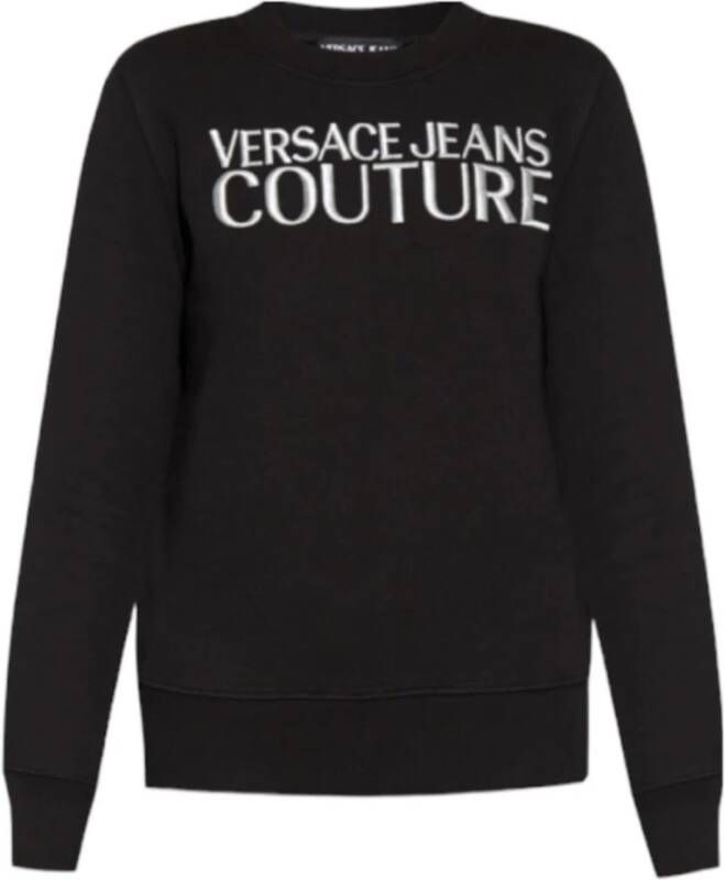 Versace Jeans Couture Zwarte Sweatshirt met Geborduurd Logo M Black Dames