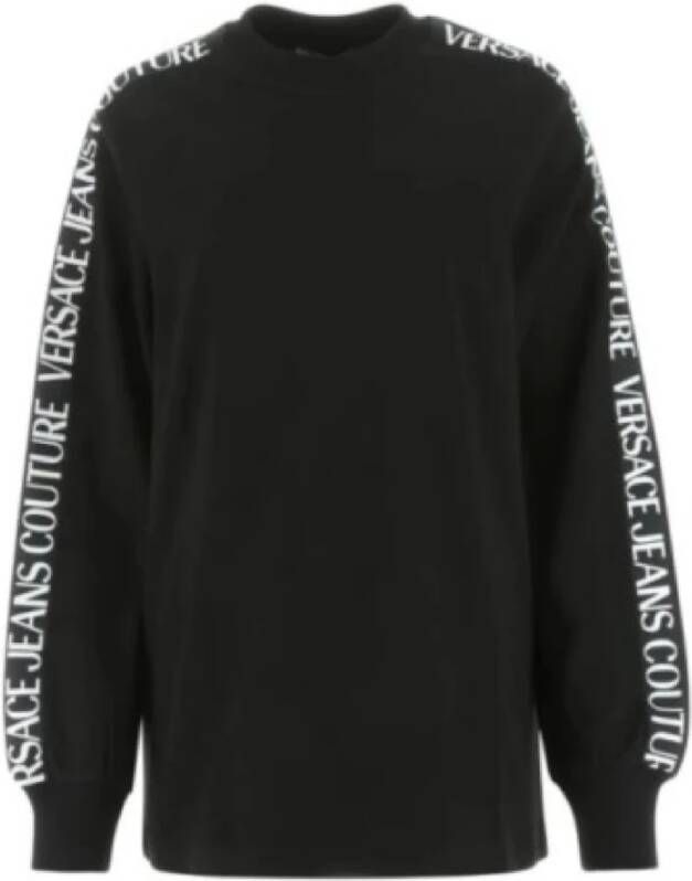 Versace Jeans Couture Hungers Sweatshirt Crepes met printlogo Up-Down Women Versace 73Hah6B2-J0005 Black Zwart Dames
