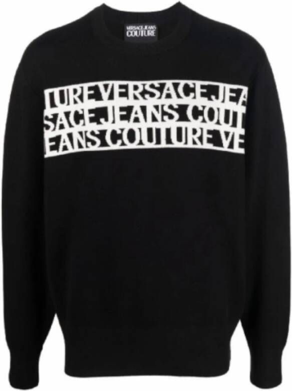 Versace Jeans Couture Zwarte Jacquard Sweatshirt voor Heren Black Heren