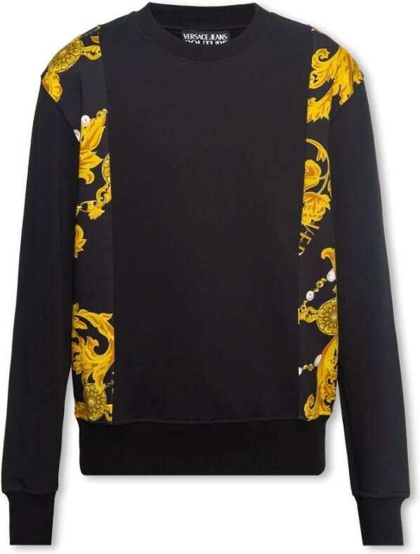 Versace Jeans Couture Sweatshirt met 'Chain Couture' patroon Zwart Heren