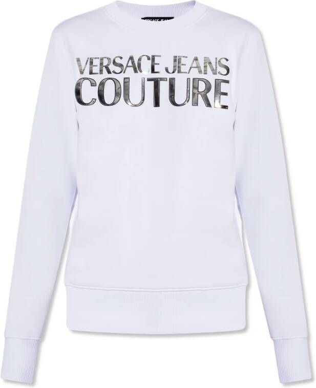 Versace Jeans Couture Sweatshirt met logo Wit Dames