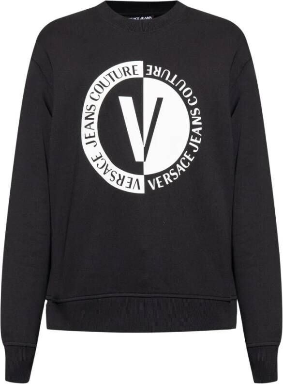 Versace Jeans Couture Katoenen sweatshirt met reliëflogo Black Heren