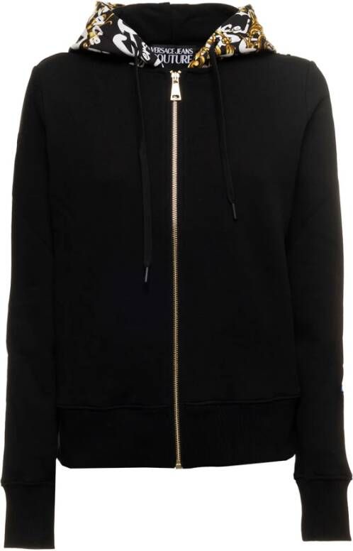 Versace Jeans Couture Zwarte katoenen sweatshirt met Barocco-print Black Dames