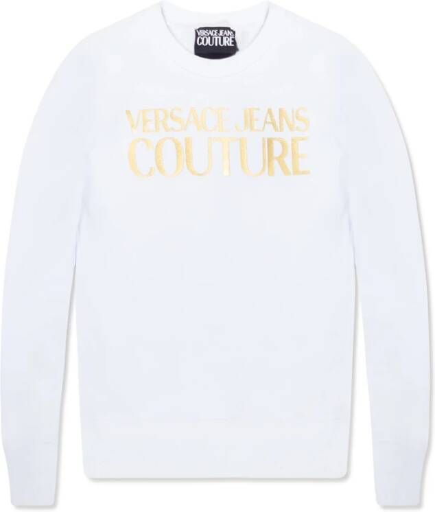 Versace Jeans Couture Lamina Logo Print Sweatshirt Wit Dames