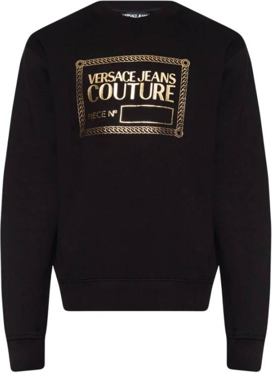 Versace Jeans Couture Felpa girocollo con logo stampato uomo 73Gait11-Cf00O Nero Oro Zwart Heren