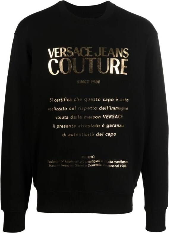 Versace Jeans Couture Zwarte Sweaters met Strak Design Black Heren