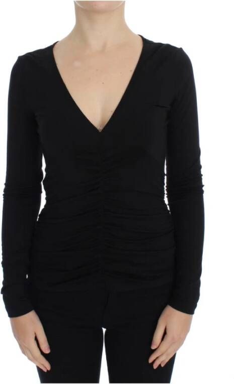 Versace Jeans Couture Zwarte Stretch Trui met Lange Mouwen Black Dames