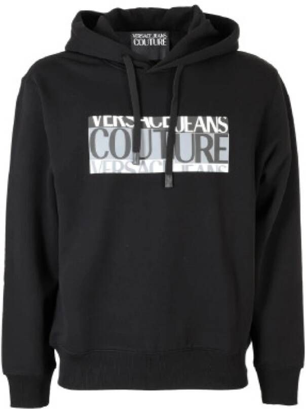 Versace Jeans Couture Zwarte herenhoodie met contrastprint Black Heren