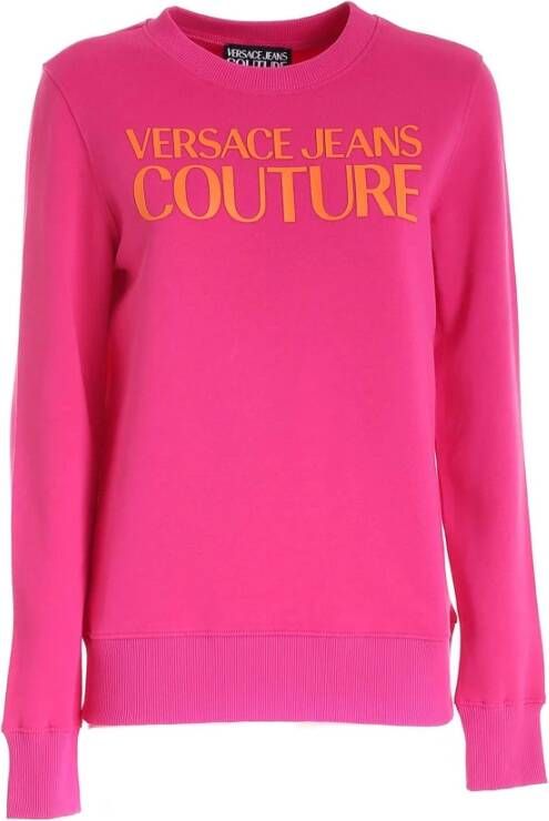 Versace Jeans Couture Fuxia Lettering Hoodie Stijlvol en Comfortabel Pink Dames