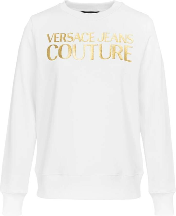 Versace Jeans Couture Lamina Logo Print Sweatshirt Wit Dames