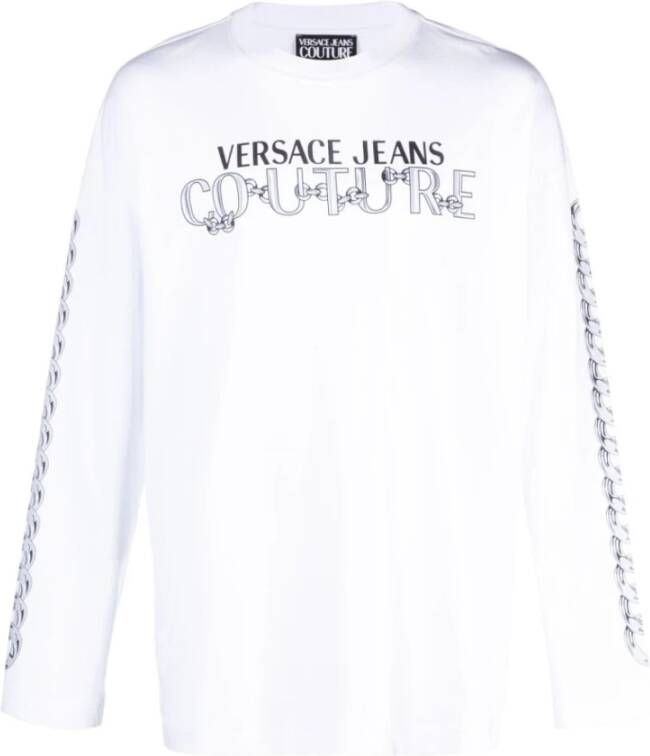 Versace Jeans Couture Witte Herenoverhemd met Lange Mouwen en Logo White Heren