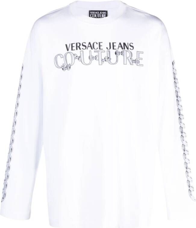 Versace Jeans Couture Witte Herenoverhemd met Lange Mouwen en Logo White Heren