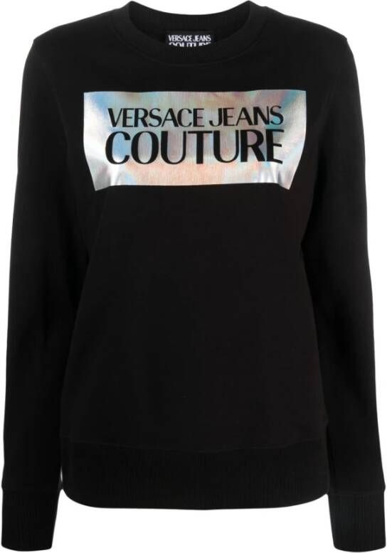 Versace Jeans Couture Zwarte Katoenen Trui Trendy Model Black Dames