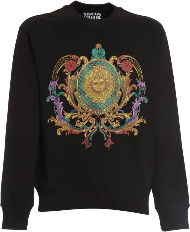 Versace Jeans Couture Sweatshirt met Bloemen Barok Print Black Heren
