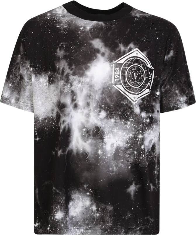 Versace Jeans Couture T-shirt met Galaxy Print en -logo Zwart Heren