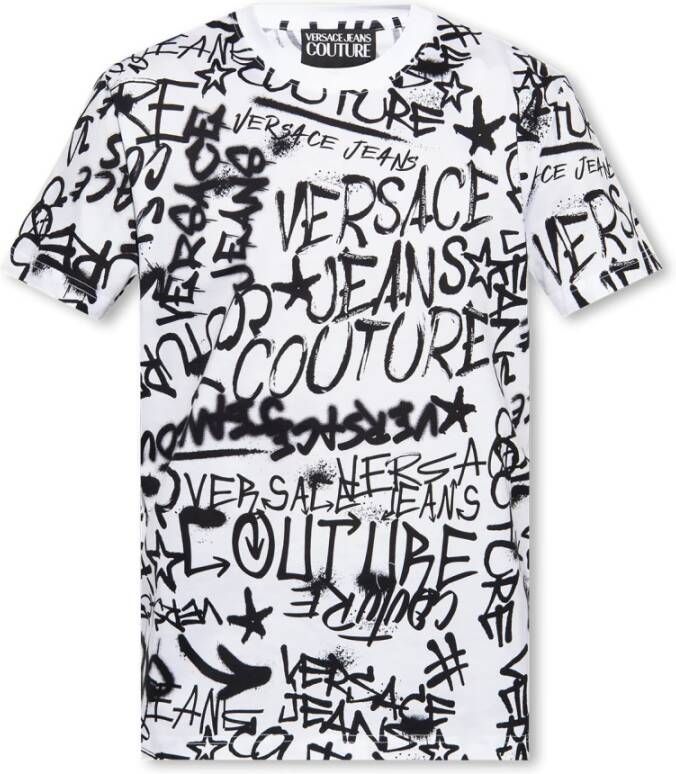 Versace Jeans Couture T-shirt met graffiti patroon Wit Heren