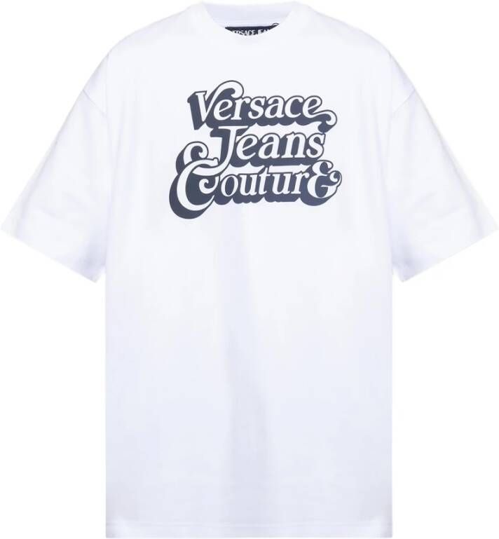 Versace Jeans Couture Oversized Logo Print T-Shirt White Heren