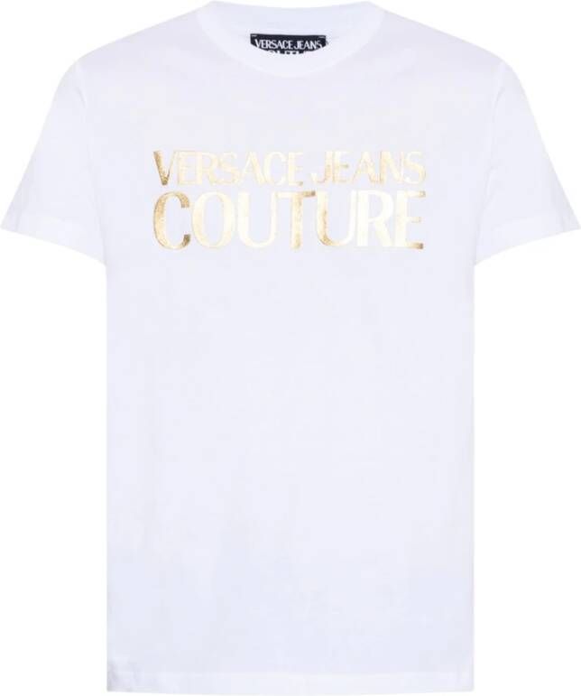 Versace Jeans Couture Witte Katoenen T-shirt met Gouden Logo White Heren