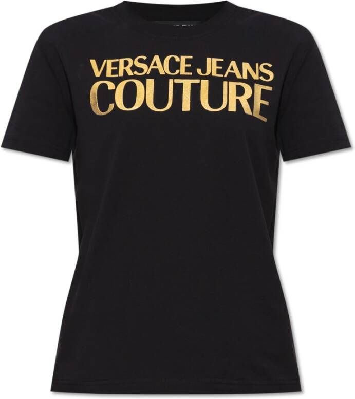 Versace Jeans Couture T-shirt met logo Zwart Dames
