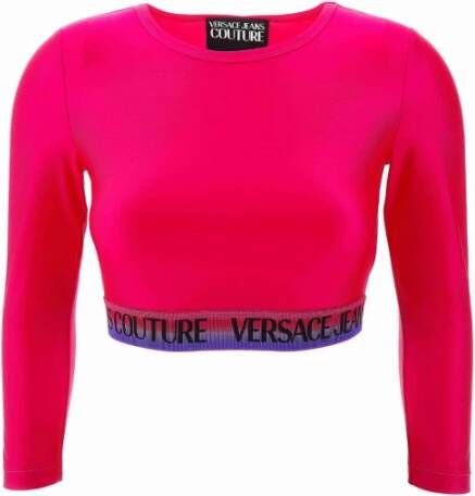 Versace Jeans Couture Stijlvolle longsleeve T-shirt voor vrouwen Pink Dames