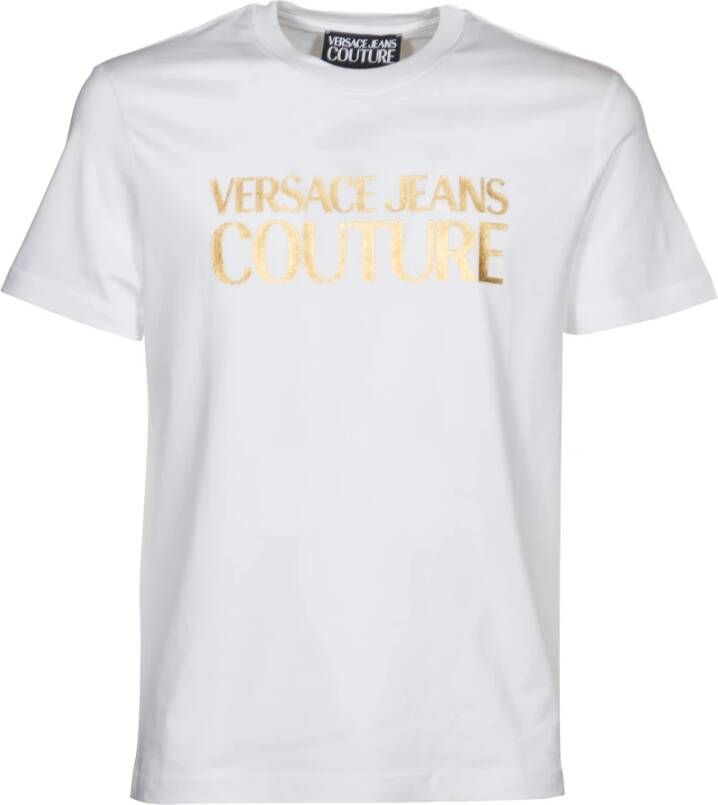 Versace Jeans Couture Heren Wit T-shirt met Pinaforemetal Design White Heren