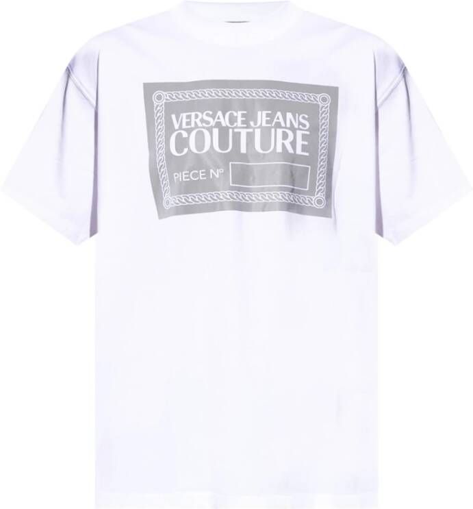 Versace Jeans Couture Wit Crewneck T-Shirt met Gedurfd Grafisch Print White Heren