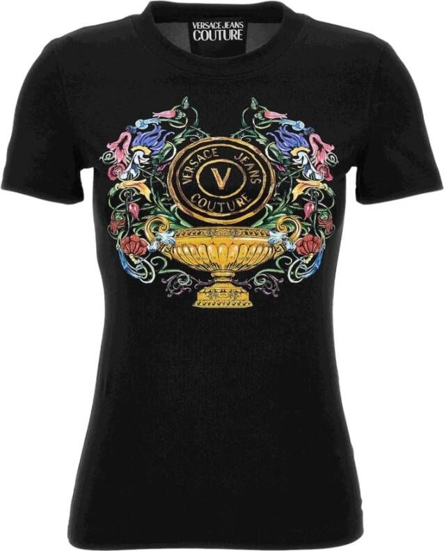 Versace Jeans Couture Zwart bedrukt T-shirt voor dames M Black Dames